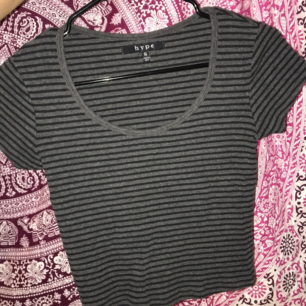Gray striped crop top